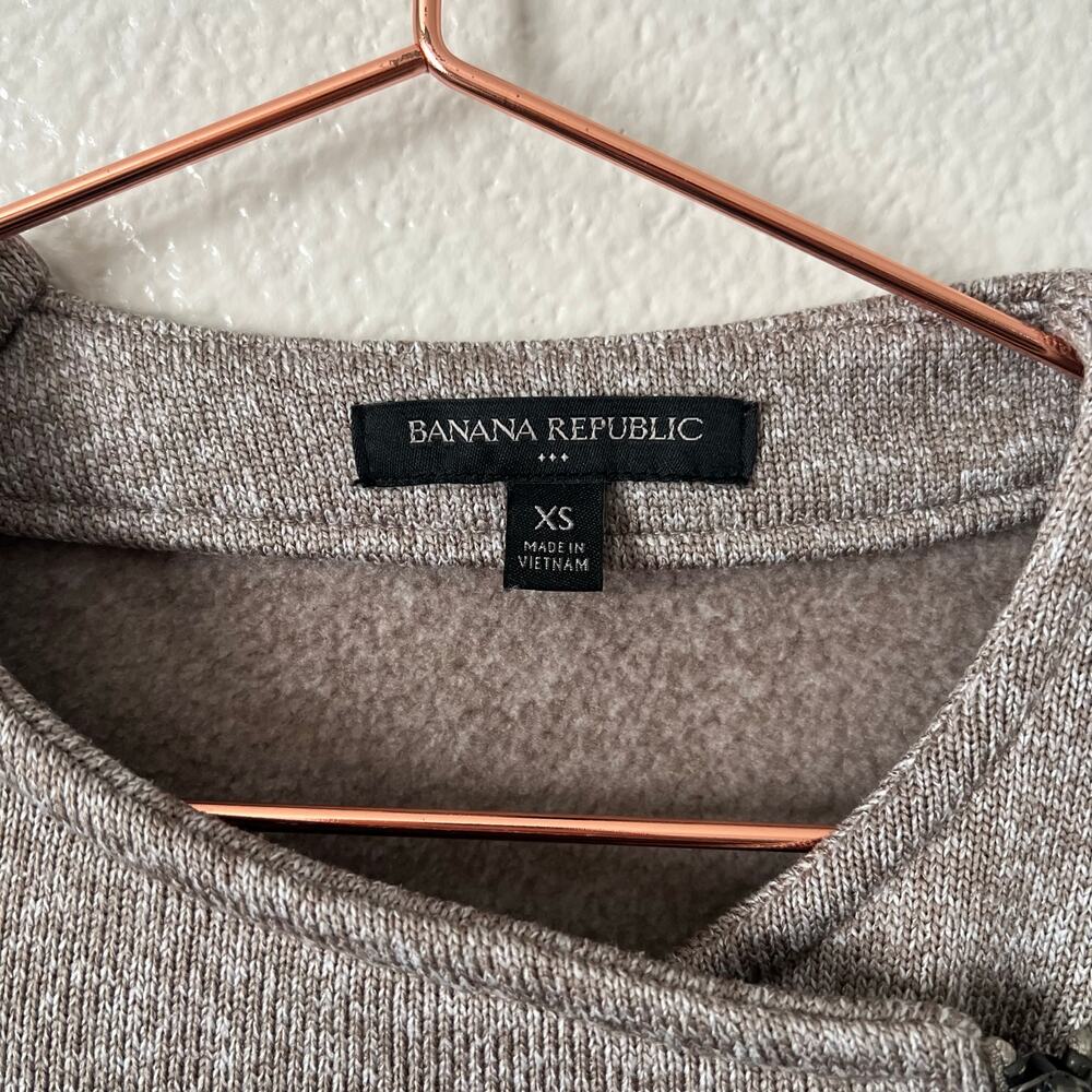 Banana Republic Factory Sweat Knit Moto Asymmetrical Zip Jacket heather tan - Picture 3 of 4
